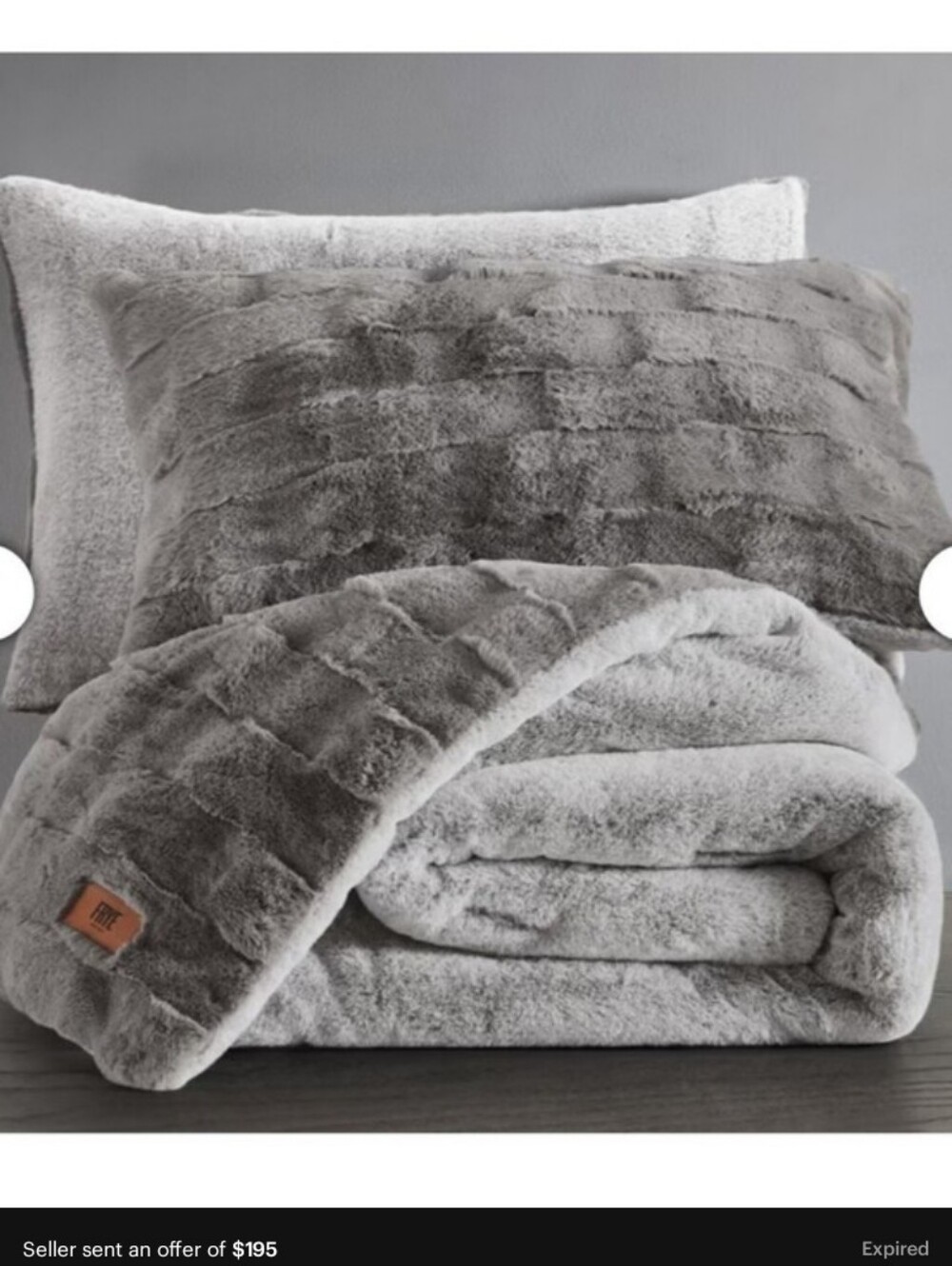 Frye Faux Rabbit Fur Comforter Set 3pc 930 GSM King Oversized NEW - Picture 2 of 7